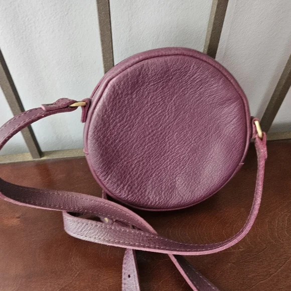 Portland Leather Round Crossbody Bag in Purple - Picture 2 of 6